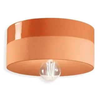 Medium Deckenleuchte Vintage Decò Pi Keramik Orange Pfirsich 1 Licht E27 - Orange