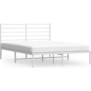 vidaXL Bettgestell mit Kopfteil Metall Weiß 160x200 cm - Weiß