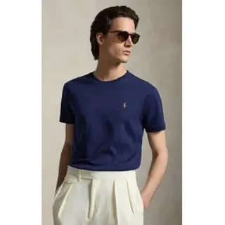 Polo Ralph Lauren für Herren. 710740727003 Marineblaues Custom-Slim-Fit-T-Shirt aus Baumwolle (M), Lässig, Kurzarm
