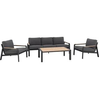 Lounge-Set Branford 4-teilig Alu-Stahl Holz Anthrazit-Beige