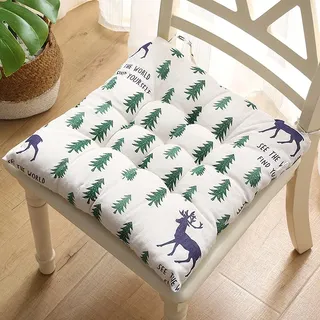 4er-Set Sitzkissen,Baumwolle Leinen Stuhlkissen mit Bänder,Auflage Sitzauflage Gartenstuhlkissen für Innen und Außenbereich Quadratisches Sitzpolster Kissen für Zuhause Küche Sofa Büro Stuhlauflage