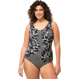 Ulla Popken, Damen, große Größen, Badeanzug Alice V-Neck, Racefruit