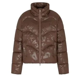 EA7 für Damen. 7W000654_AF16408 Braune gesteppte Bomberjacke mit Monogramm (XS), Lässig, Polyamid