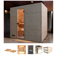 Bild Sauna »Vaasa 3«, 7,5 kW Bio-Kombiofen mit ext. Steuerung beige