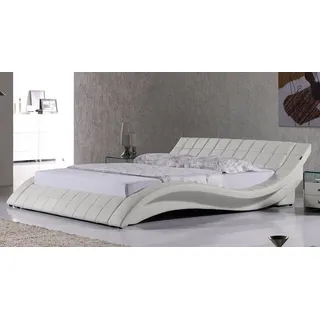 Designer Polsterbett Bett Betten Lederbett Doppelbett Ehebett Designerbett NEU - Weiß