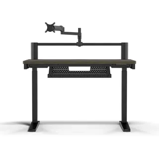 Corsair Platform:4 Elevate – 120 cm x 76 cm, Verstellbarer Höhe, Electric Stehender Computer Home Office Gaming-Schreibtisch, USB-Anschluss, Monitorarm Inbegriffen – Walnuss Dunkel Beize