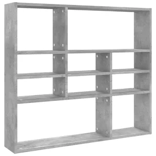 vidaXL Wandregal mit 10 Fächern 90/16/78 cm aus Holzwerkstoff Betongrau , Hellgrau , Strukturbuche , Rechteckig , 90x78x16 cm , Wohnzimmer, Regale, Wandregale