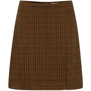 ICHI IHKate Damen Rock A-Linien-Rock Minirock mit Reißverschluss Seitenschlitz leicht elastisch A-Linie, Größe:L, Farbe:Monk's Robe Check Jacquard (203791)