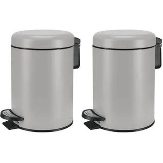 Kleine Wolke Kosmetikeimer One, Farbe: Platin, Material: Edelstahl/PP, Größe: Eimer 3 Liter 16,8 cm x 25 cm (Packung mit 2)