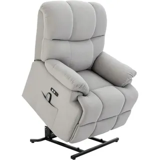 HOMCOM Sessel mit Aufstehhilfe Polyester Mehrschichtenplatte Stahl Grau