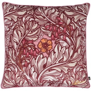 Laurence Llewelyn-Bowen Rambleicious Kissen, gefüllt, Samt, 55 x 55 cm, Weinrot, Damast-Blumenmuster, Füllung/Polsterung im Lieferumfang enthalten, traditionelles/Vintage-Muster inspirierter Druck