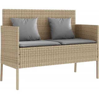 vidaXL Gartenbank mit Kissen Beige Poly Rattan - Beige