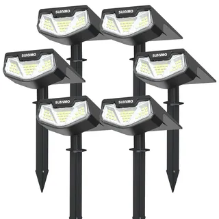SUNNMO Solarlampen für Außen Garten, Solarstrahler für Außen sehr Hell 32 LED, Solarleuchten Garten Winterfest IP65 Wasserdicht, Gartenbeleuchtung Solar Gartenleuchten Strahler 6500K Kaltweiß, 6 Stück