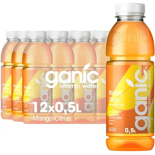 ganic Mango Citrus - aromatisiertes Wasser, Vitaminwasser - Magnesium, Calcium - Kalorienarm, Vegan - ohne Konservierungsstoffe, Allergene und Geschmacksverstärker (12 x 500 ml) (Packung mit 2)