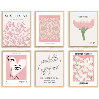 QIAOMICS Blumenmarkt-Wandkunstdrucke, abstrakte Matisse-Wanddekoration, ästhetisch, bunte Ausstellungsposter, Wandkunst, Blumenbilder für Schlafzimmer, Wohnzimmer (20,3 x 25,4 cm, ungerahmt)