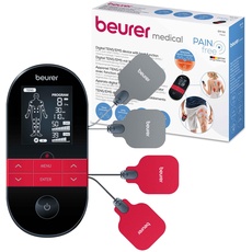 Beurer EM 59 Heat digitales TENS / EMS Gerät, 4-in-1 Reizstromgerät zur Schmerztherapie, Muskelstimulation, Massage und Wärmetherapie, inkl. 4 Elektroden und Akku