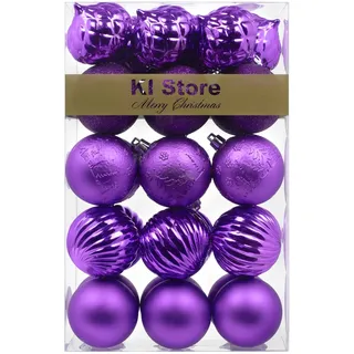 Busybee weihnachtskugeln lila 30 Stücke 6CM Ornamente für Weihnachtsbaum Lila Christbaumkugeln Weihnachtsdekoration Kugeln