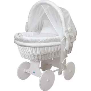 WALDIN Baby Stubenwagen-Set mit Ausstattung,XXL, Bollerwagen, komplett,Weiß,Gestell/Räder weiß lackiert - Weiß