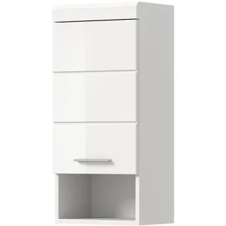 inn.furn Hängeschrank weiß Hochglanz 37 x 79 cm, Badschrank hängend , Weiß Hochglanz , Holzwerkstoff , Nachbildung , Uni , 1 Fächer , Rechteckig , 37x79x24 cm , FSC Mix , Badezimmer, Badmöbel, Hängeschränke