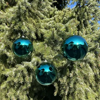 6 x Weihnachtskugeln aus Kunststoff (6 Stück Petrol (glänzend) Ø 15 cm) | Für den Innen- und Außenbereich – Wetterfest – Bruchsicher Outdoor Christbaumkugeln Weihnachtsbaumkugeln Baumkugeln