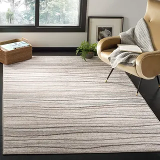 SAFAVIEH Modern Teppich für Wohnzimmer, Esszimmer, Schlafzimmer - Amsterdam Collection, Kurzer Flor, Creme und Beige, 122 X 183 cm