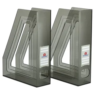 Acrimet Stehsammler Zeitschriftensammler Organizer (Kunststoff) (Rauch Farbe) (2 Stück)