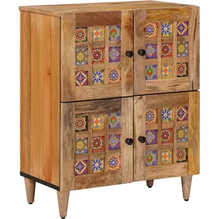 Sideboard mit Speicher Natur 60 x 33 x 75 cm Massivholz Mango - Braun