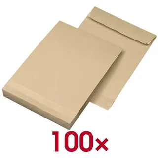 MAILmedia Faltentaschen DIN B4 ohne Fenster braun mit 4,0 cm Falte, 100 St.