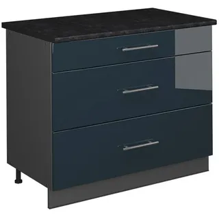 Vicco Unterschrank Fame-Line 100 x 82 x 51,6 cm Dunkelblau Hochglanz/Anthrazit