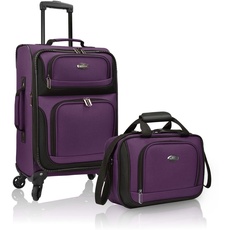 U.S. Traveler Robustes Gewebe, erweiterbares Handgepäck-Set, Violett, 4 Wheel, Robustes Gewebe, erweiterbares Handgepäck-Set