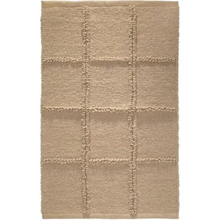 iDesign Grid weicher Badteppich, rechteckiger Badvorleger aus Baumwolle, beige