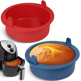 webake Mini Kuchenform Rund Silikon für Heißluftfritteuse 2 Stück 16 cm Air Fryer Kleine Kuchenform Silikonform Airfryer Backform