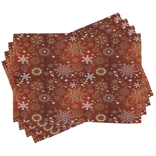 ABAKUHAUS Winter Platzmatten, Weinlese Weihnachts, Waschbare Stoff Esszimmer Küche Tischdekorations Digitaldruck, Grau Rot Braun