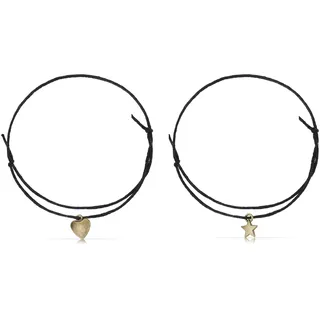 Made by Nami Fußkettchen Set für Damen und Mädchen mit Herz und Stern Anhänger Verstellbar Geschenke für Frauen (Herz & Stern)
