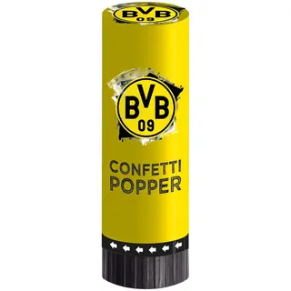 Amscan 9908538 - Party-Popper BVB, 2 Stück, Größe 4,4 x 15,2 cm, Borussia Dortmund, Konfetti-Popper, Knallbonbon, Geschenk, Girlande, Fußball, Party, Fan, Geburtstag