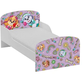 Kinderbett mit Rausfallschutz 140x70 Bett für Kinderzimmer mit Matratze Einzelbett für Kinder Skye Everest - Weiß