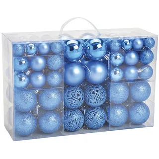 Christbaumkugel-Set , Blau , Kunststoff , 100-teilig , 35.0x23.0x12.0 cm , Dekoration, Weihnachtsdekoration, Christbaumschmuck, Christbaumkugeln