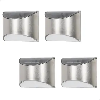 Aktive LED Solar Wandleuchte 4er Set Edelstahl 5-10 Lumen inkl. weißes Licht silber