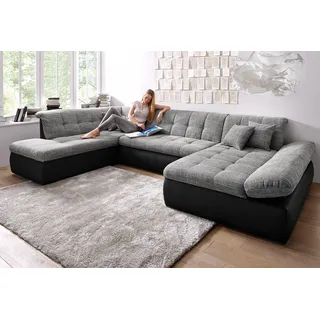DOMO collection Wohnlandschaft Kunstleder U-Form 3-Sitzer Grau
