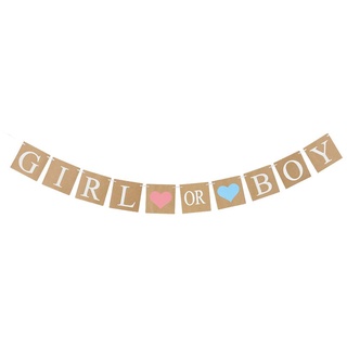 EASY JOY Babyparty Girlande Girl or Boy Babyshower Banner Braun Gender Reveal Party Taufe Dekoration (Girl or Boy)