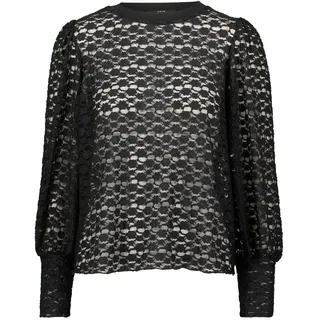 Spitzenbluse ZERO "Spitzenbluse mit Rundhalsausschnitt", Damen, Gr. 40, schwarz (schwarz beauty), Obermaterial: 55% Polyamid PA. 35% Baumwolle CO. 10% Elasthan EL., Blusen Spitzenbluse