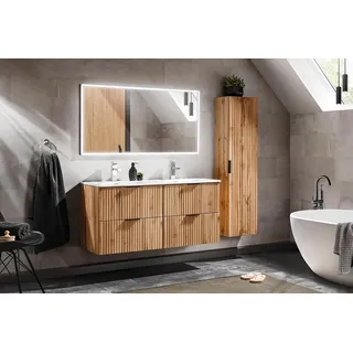 Modernes Badezimmermöbel-Set 120 cm mit LED-Spiegel - Braun