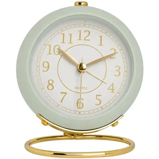 Cyrank Nachttischuhr, Kein Ticken, Batteriebetriebene Tischuhr, Kleine Nachttischuhr, Leiser Wecker, Analoge Uhr Für Den Bedroon-Schreibtisch(Hellgrün)