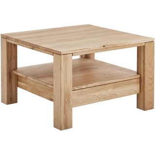 Linea Natura Couchtisch , Eichefarben , Holz , Wildeiche , massiv , 1 Schubladen , quadratisch , eckig , 70x47.5x70 cm , Stauraum , Wohnzimmer, Wohnzimmertische, Couchtische, Couchtische eckig