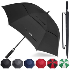 ACEIken Regenschirm Groß XXL - Sturmfest, Automatisch Öffnend, mit Doppeldach Belüftung, Schwarz - Hochwertiger Stockschirm für Damen und Herren, Ideal als Golfschirm