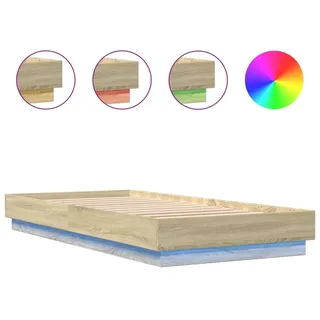vidaXL Bettgestell mit LED Sonoma-Eiche 90x200 cm - Braun