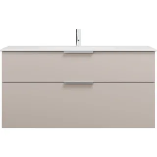 burgbad Eqio Slim Keramik-Waschtisch inklusive Waschtischunterschrank, 1220x490x620mm, SHBT122F6583C0001G0146, Farbe: Lichtgrau Matt / Lichtgrau Matt, Griff Chrom G0146