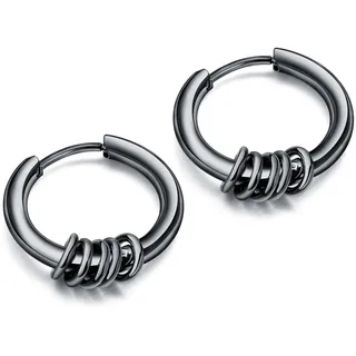 FIRETTI Creolen Schmuck Geschenk Circles schwarz 15mm