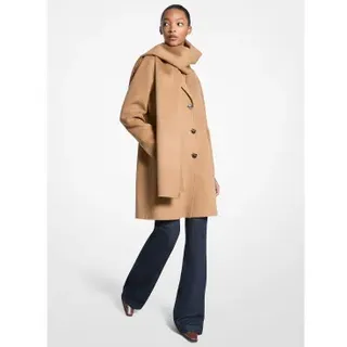 Michael Kors für Damen. 77A7146M22 Brauner Dfw Mantel mit Schal Dfw Mantel braun (S), Lässig, Wolle