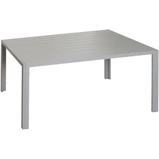 Mendler Alu-Esstisch HWC-N40, Tisch Bistrotisch Gartentisch Balkontisch, wetterfest 140x80cm - hellgrau